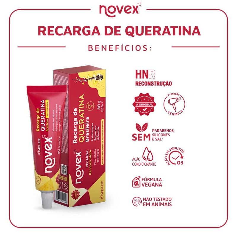 Novex Keratin Recharge Leave in Conditioner - Reconstructive Keratin, Frizz control & Damage Repair - Image 3